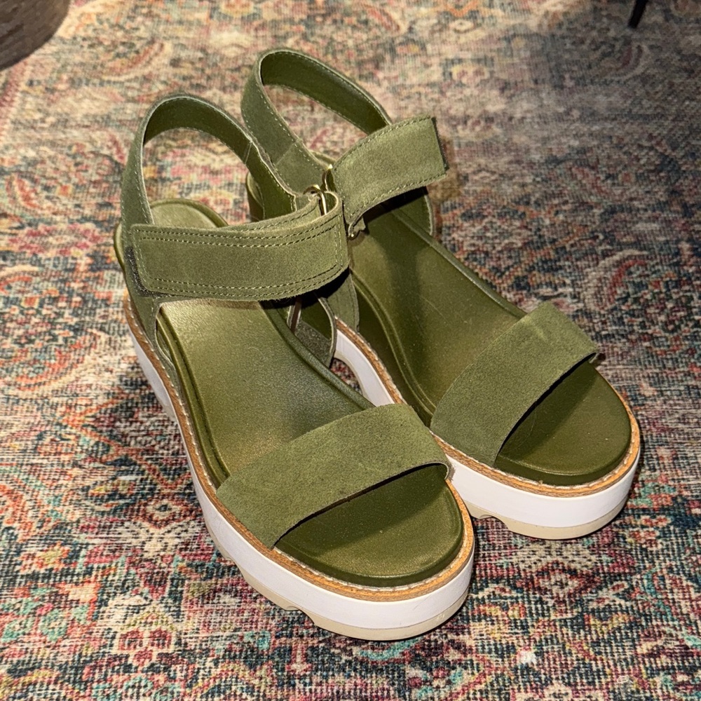 Sorel Olive Platform Sandals